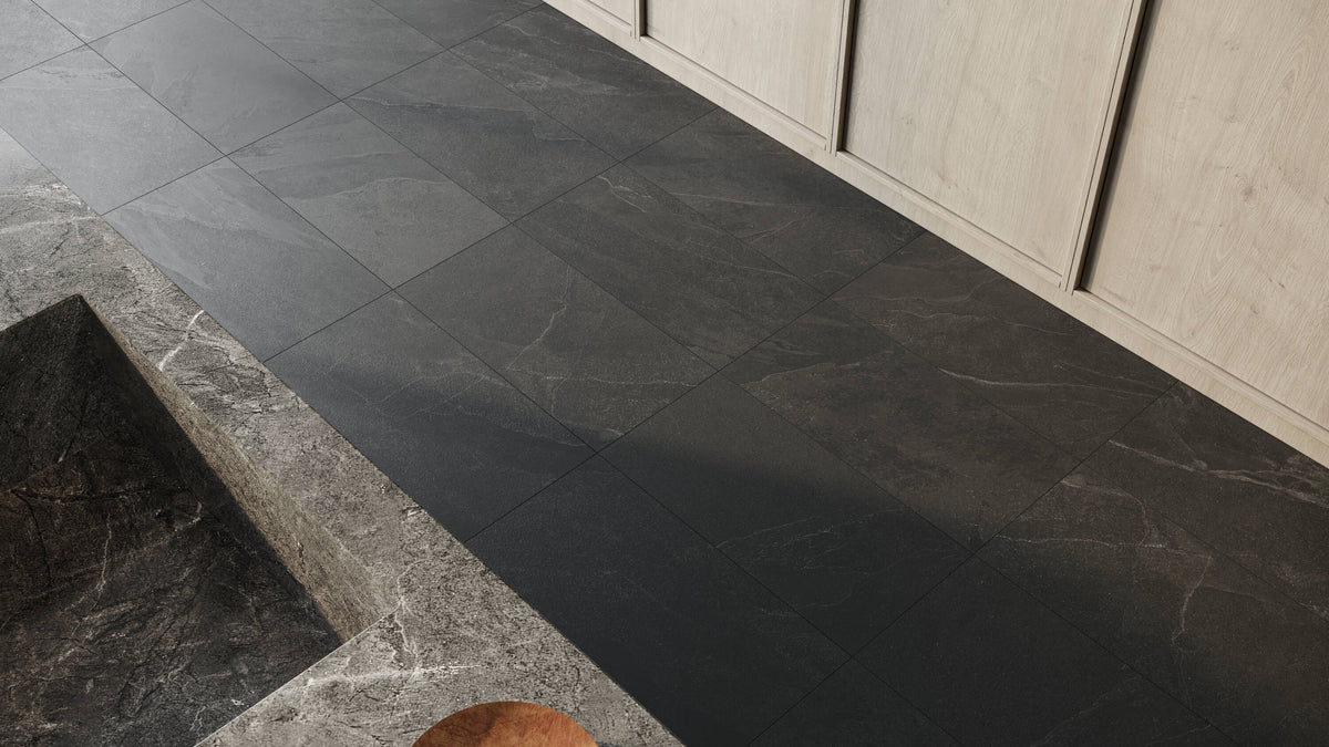 Satori Gios Graphite 12-in x 24-in Matte Porcelain Stone Look Floor and Wall Tile (1.93-sq ft per Piece)