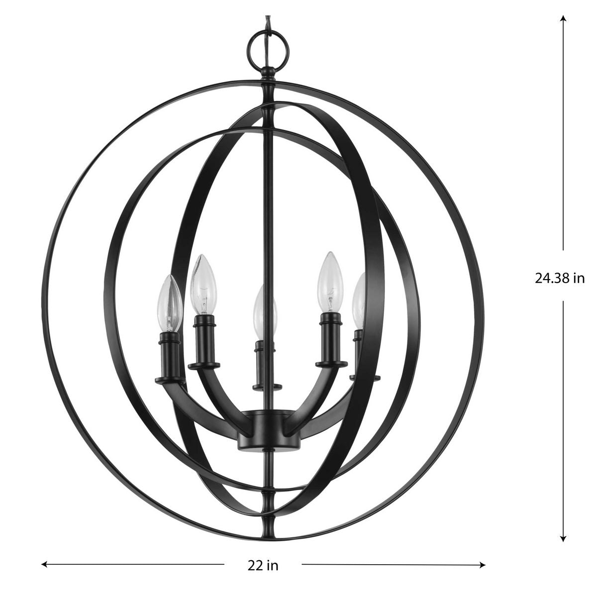 Progress Lighting Equinox 5-Light Matte Black Transitional Chandelier