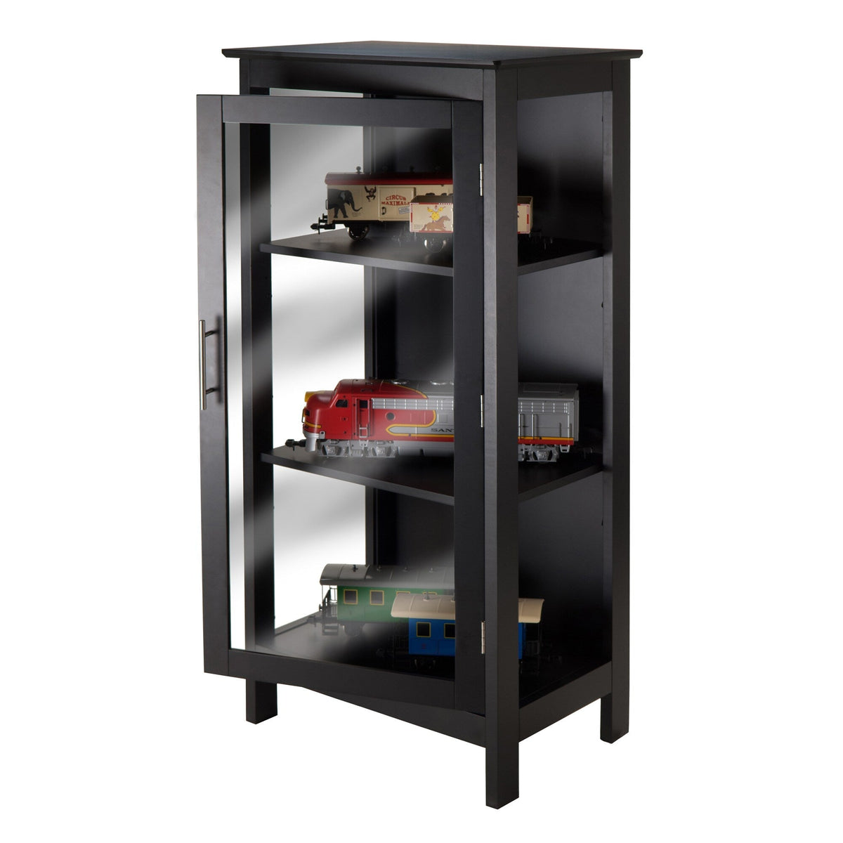 Winsome Wood Poppy Transitional Black Wood Curio Cabinet