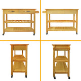 Miki Shinly Brown Mdf Base with Mdf Top Rolling Kitchen Cart (17-in x 45-in x 35-in)