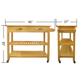 Miki Shinly Brown Mdf Base with Mdf Top Rolling Kitchen Cart (17-in x 45-in x 35-in)
