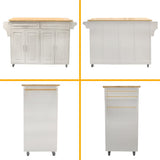 Miki Shinly White Mdf Base with Mdf Top Rolling Kitchen Island (18.11-in x 53.93-in x 35.03-in)