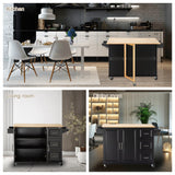 Miki Shinly Black Mdf Base with Mdf Top Rolling Kitchen Island (17-in x 53.93-in x 36.22-in)