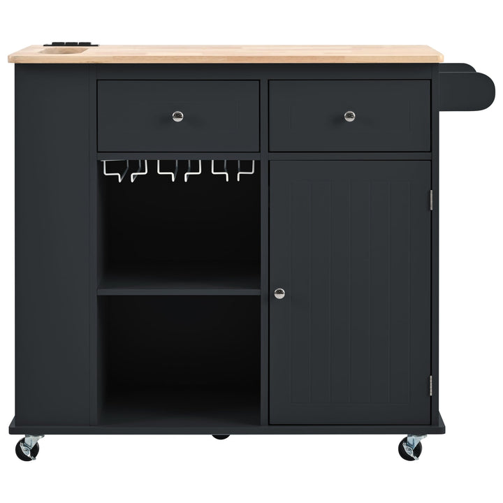 Miki Shinly Black Mdf Base with Mdf Top Rolling Kitchen Island (29.33-in x 39.8-in x 33.7-in)