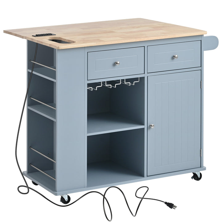 Miki Shinly Blue Mdf Base with Mdf Top Rolling Kitchen Island (29.33-in x 39.8-in x 33.7-in)