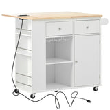 Miki Shinly White Mdf Base with Mdf Top Rolling Kitchen Island (18.1-in x 50.8-in x 36.2-in)
