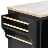 Miki Shinly Black Mdf Base with Mdf Top Rolling Kitchen Island (22.83-in x 50.8-in x 9.06-in)