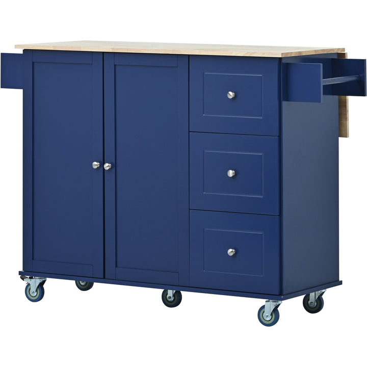 Miki Shinly Blue Mdf Base with Mdf Top Rolling Kitchen Island (18.1-in x 50.8-in x 36.2-in)
