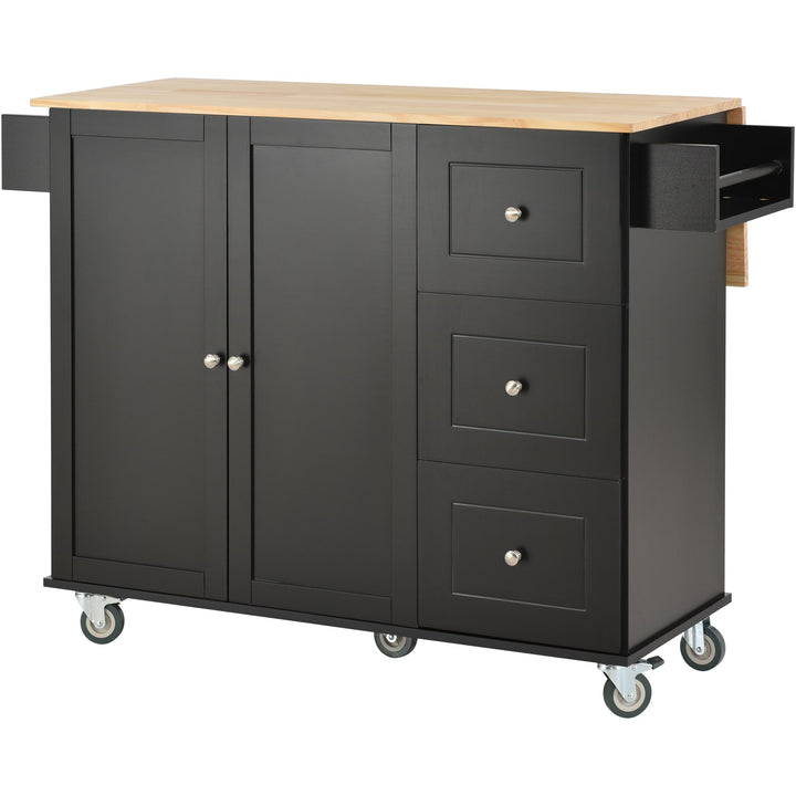 Miki Shinly Black Mdf Base with Mdf Top Rolling Kitchen Island (29.5-in x 52.76-in x 36.81-in)