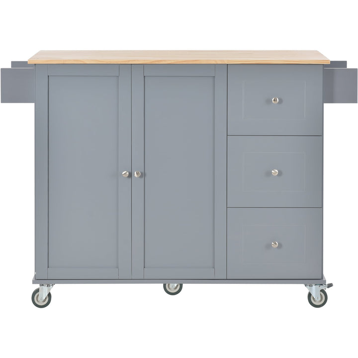 Miki Shinly Gray Mdf Base with Mdf Top Rolling Kitchen Island (29.5-in x 52.76-in x 36.81-in)