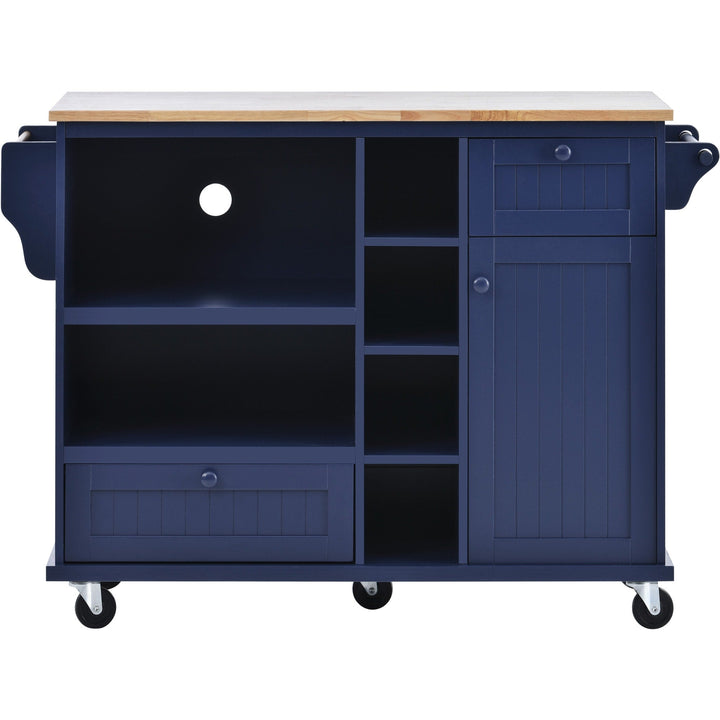 Miki Shinly Blue Mdf Base with Mdf Top Rolling Kitchen Island (29.5-in x 52.76-in x 36.81-in)