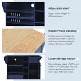Miki Shinly Blue Mdf Base with Mdf Top Rolling Kitchen Island (29.5-in x 52.76-in x 36.81-in)