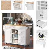 Miki Shinly White Mdf Base with Mdf Top Rolling Kitchen Island (29.5-in x 52.76-in x 36.81-in)