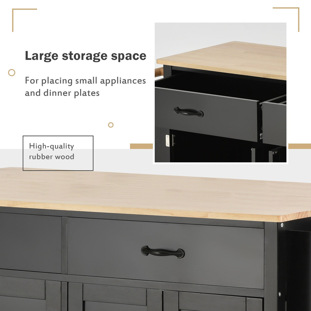 Miki Shinly Black Mdf Base with Mdf Top Rolling Kitchen Island (18.5-in x 36.22-in x 54.33-in)