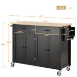 Miki Shinly Black Mdf Base with Mdf Top Rolling Kitchen Island (18.5-in x 36.22-in x 54.33-in)