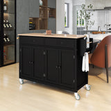 Miki Shinly Black Mdf Base with Mdf Top Rolling Kitchen Island (18.5-in x 36.22-in x 54.33-in)