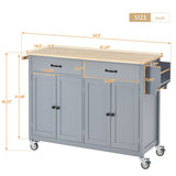 Miki Shinly Gray Mdf Base with Wood Top Rolling Kitchen Island (18.5-in x 54.33-in x 36.22-in)