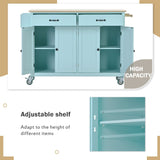 Miki Shinly Blue Mdf Base with Mdf Wood Top Rolling Kitchen Island (18.5-in x 54.33-in x 36.22-in)
