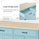 Miki Shinly Blue Mdf Base with Mdf Wood Top Rolling Kitchen Island (18.5-in x 54.33-in x 36.22-in)