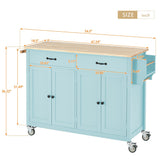Miki Shinly Blue Mdf Base with Mdf Wood Top Rolling Kitchen Island (18.5-in x 54.33-in x 36.22-in)