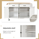 Miki Shinly White Mdf Base with Wood Top Rolling Kitchen Island (18.5-in x 54.33-in x 36.22-in)
