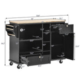 Miki Shinly Black Mdf Base with Mdf Top Rolling Kitchen Island (22.83-in x 50.8-in x 9.06-in)
