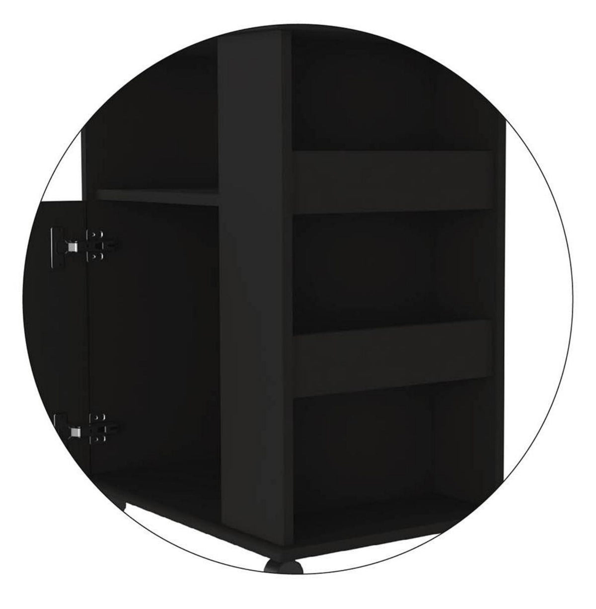 Miki Shinly Black Mdf Base with Mdf Top Rolling Kitchen Island (23.6-in x 15.7-in x 28.9-in)