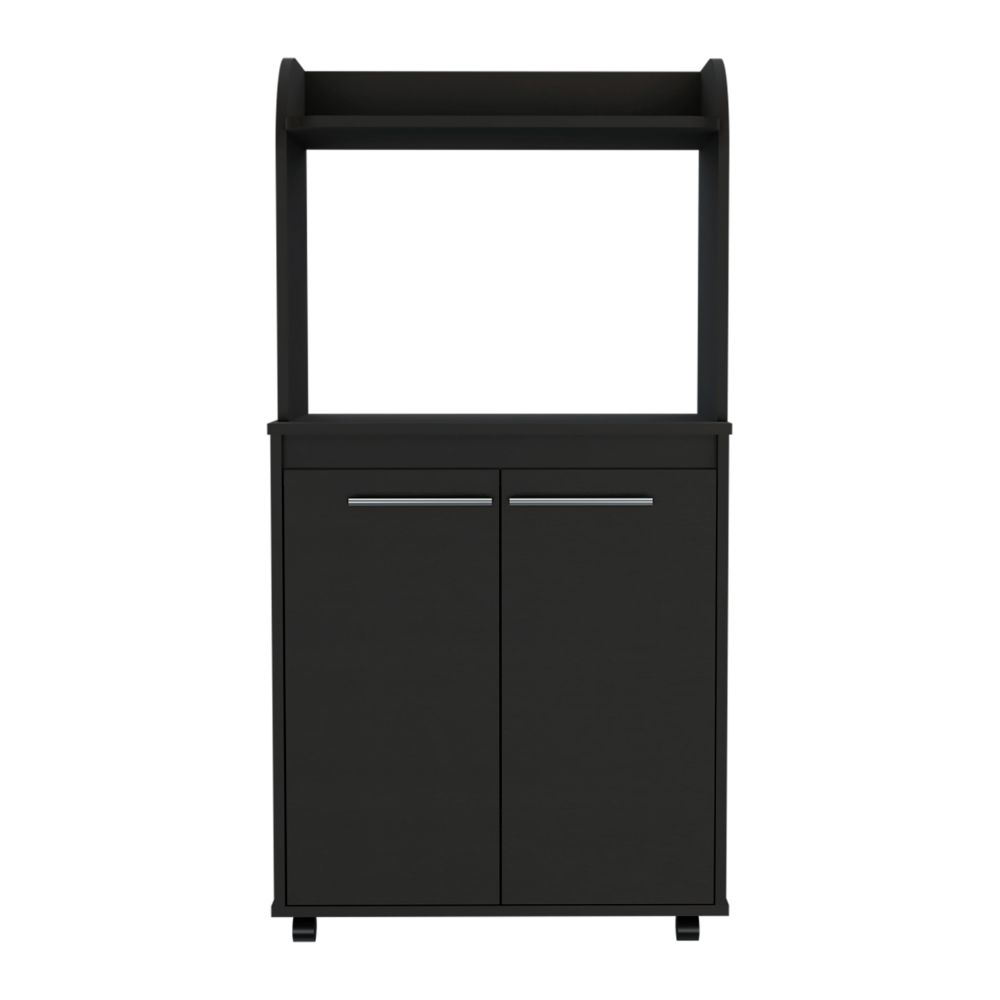 Miki Shinly Black Mdf Base with Mdf Top Rolling Kitchen Island (24.89-in x 14.19-in x 49.23-in)