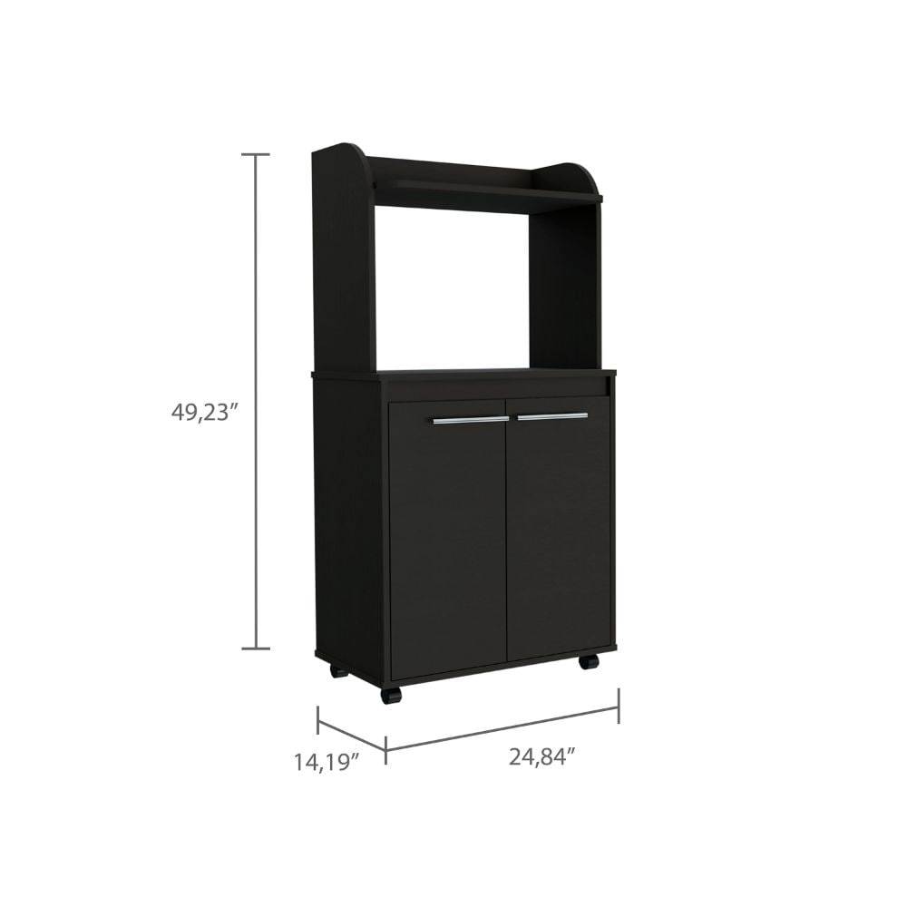 Miki Shinly Black Mdf Base with Mdf Top Rolling Kitchen Island (24.89-in x 14.19-in x 49.23-in)