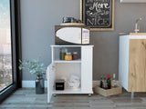 Miki Shinly White Mdf Base with Mdf Top Rolling Kitchen Island (15.7-in x 33.86-in x 23.6-in)