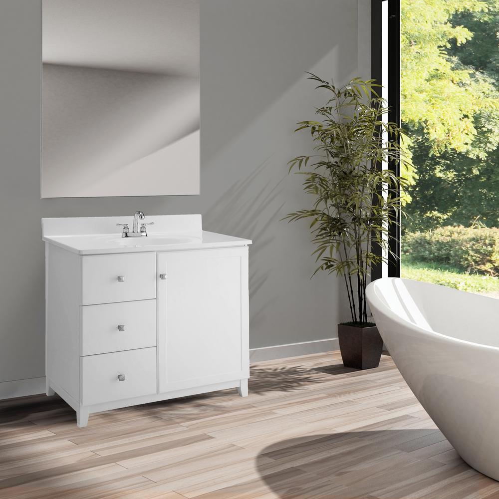 31 in. W x 19 in. D Cultured Marble Vanity Top in Solid White with Solid White Basin with 4 in. Faucet Spread - Super Arbor