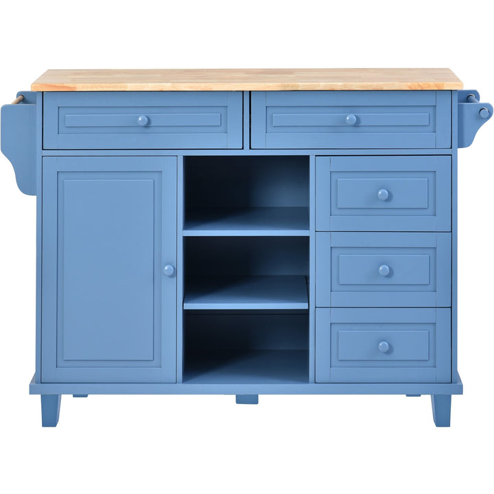 Miki Shinly Blue Mdf Base with Mdf Top Rolling Kitchen Island (18.1-in x 52.8-in x 36.2-in)