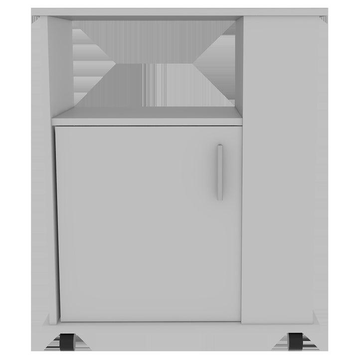 Miki Shinly White Mdf Base with Mdf Top Rolling Kitchen Island (15.7-in x 33.86-in x 23.6-in)