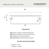 Sumner Street Home Hardware Chelsey (203Mm) Center to Center Rectangular Bar Drawer Pull