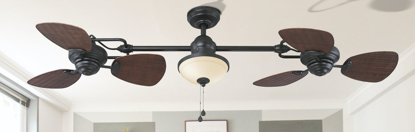 Harbor Breeze Twin Breeze II 74-in Oil-Rubbed Bronze Outdoor Downrod Ceiling Fan with Light