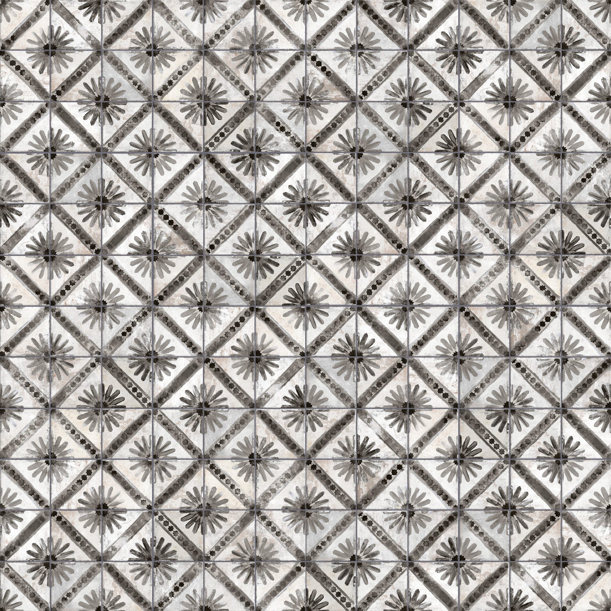Affinity Tile Harmonia Kings Marrakech Black 13-in x 13-in Matte Ceramic Encaustic Floor and Wall Tile product image