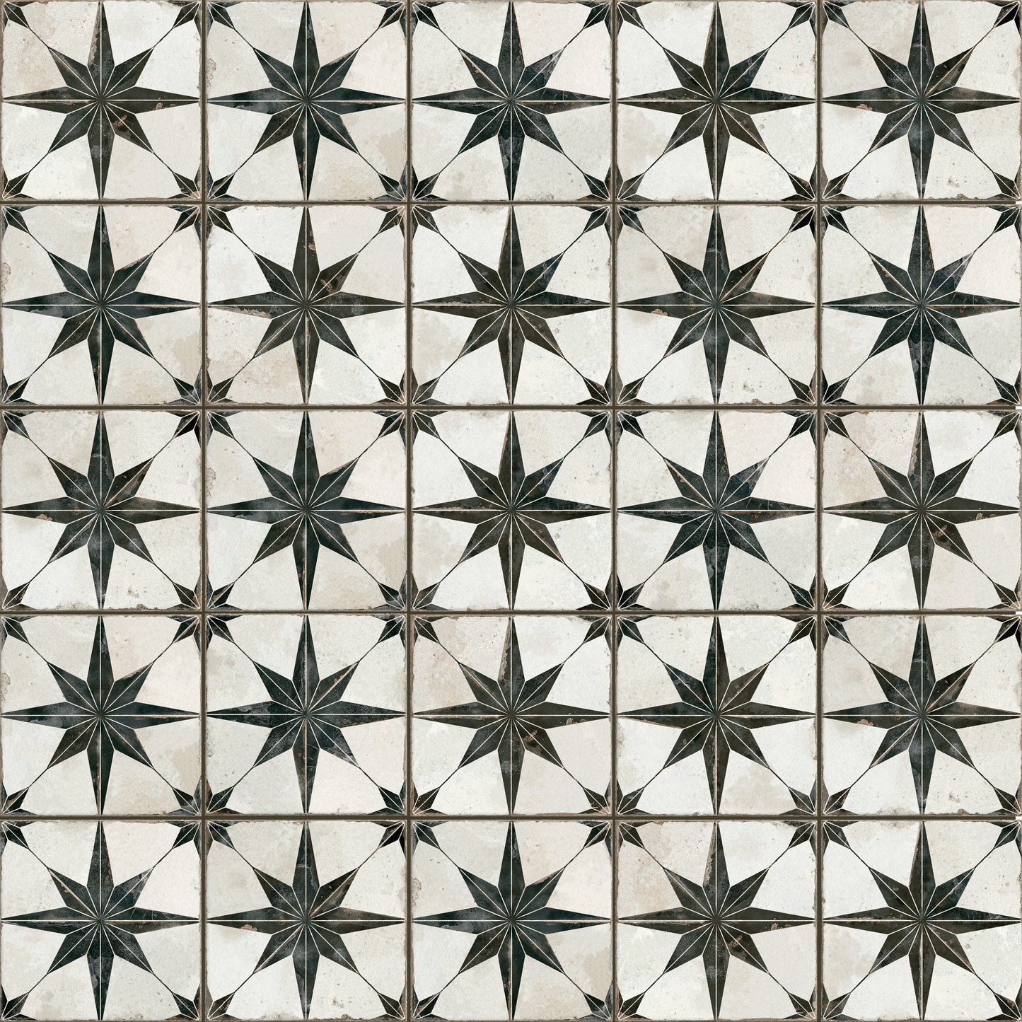 Affinity Tile Kings Star North Nero 13-in x 13-in Matte Ceramic Encaustic Floor and Wall Tile product image