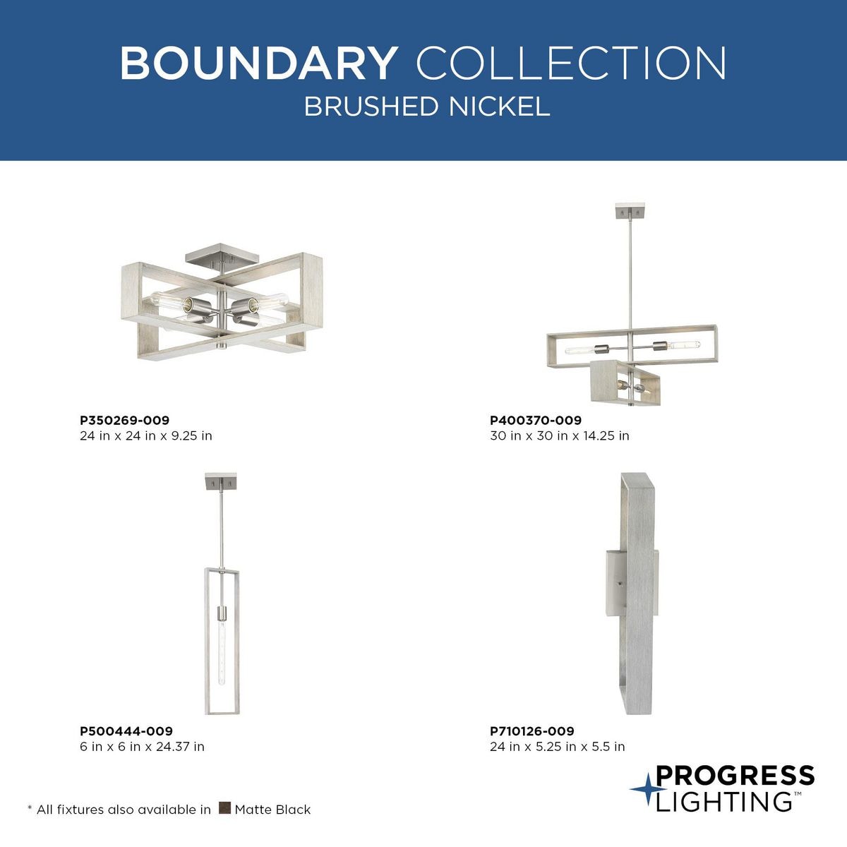 Progress Lighting Boundary 4-Light Matte Black Modern/Contemporary Chandelier