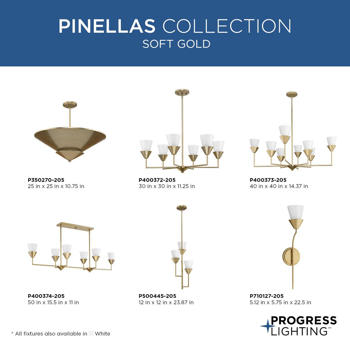 Progress Lighting Pinellas 8-Light Gold Modern/Contemporary Chandelier
