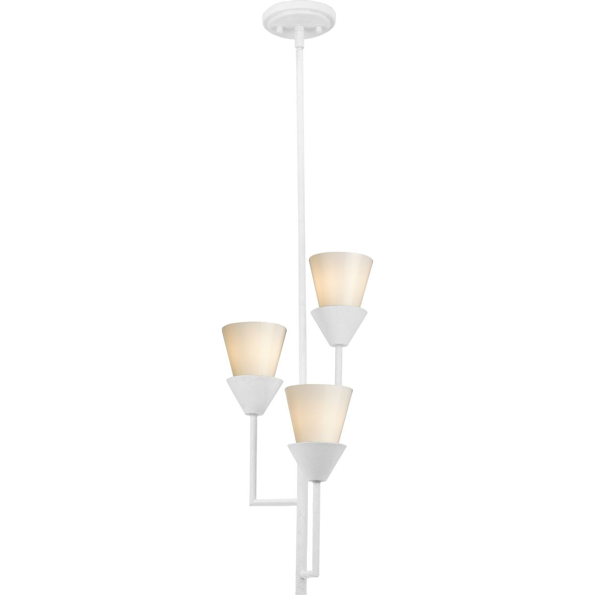 Progress Lighting Pinellas 3-Light White Plaster Modern/Contemporary Opal Glass Tiered Medium Hanging Pendant Light