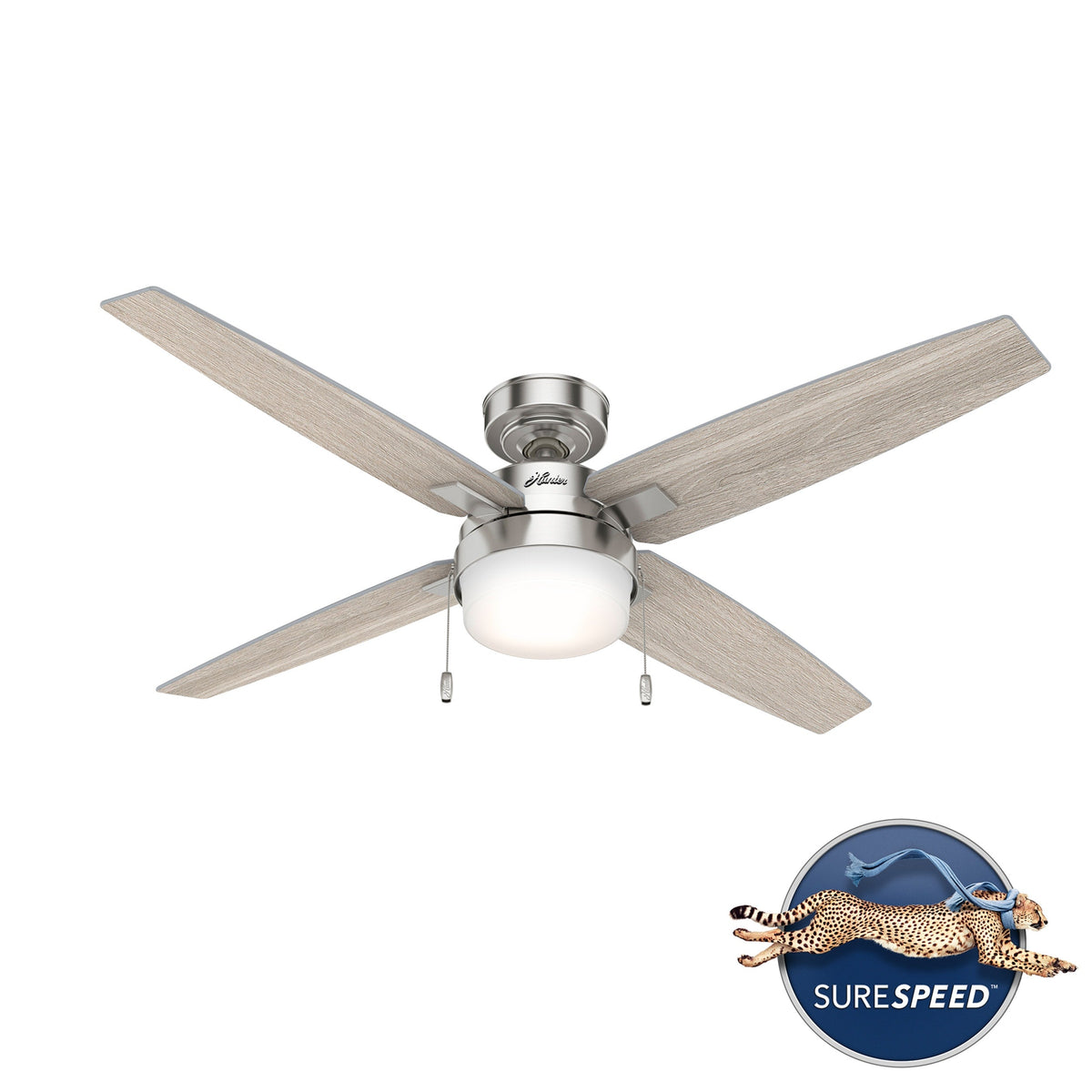 Hunter Crossfield LED 54-in Brushed Nickel Indoor Ceiling Fan with Light Kit, 4-Blade