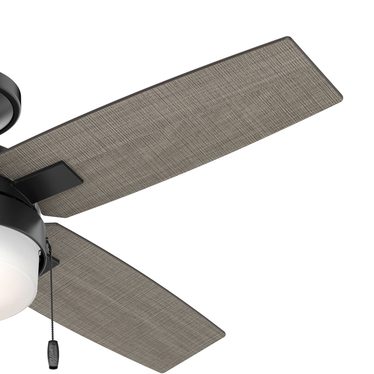 Hunter Port Haven LED 44-in Matte Black Indoor/Outdoor Flush Mount Ceiling Fan with Light Kit, 4-Blade