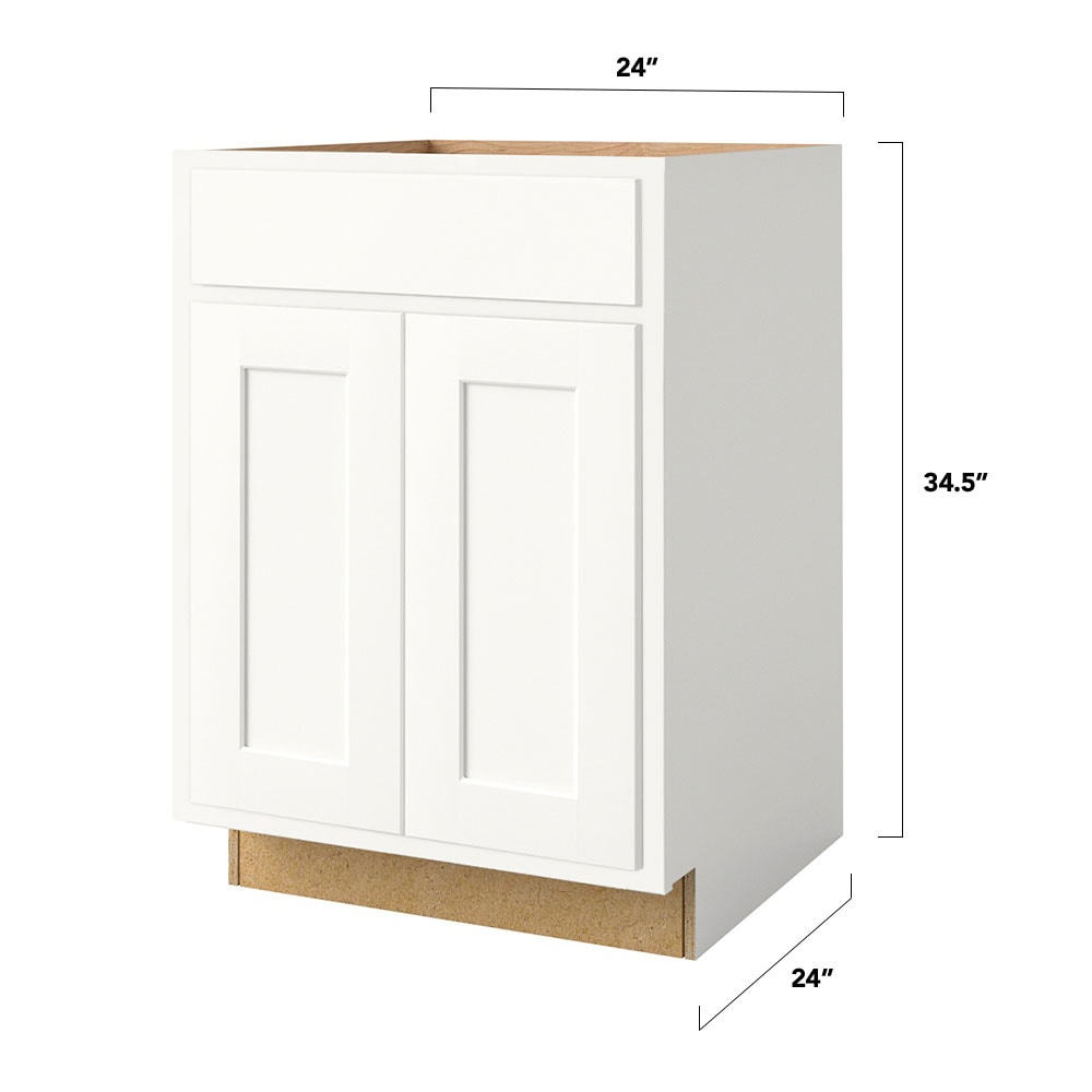 Shenandoah PRO Express Breckenridge 24-in W x 34.5-in H x 24-in D Linen Partial Overlay 1-Drawer Base Fully Assembled Plywood Cabinet (Recessed Panel Shaker Style)