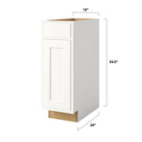 Shenandoah PRO Express Breckenridge 12-in W x 34.5-in H x 24-in D Linen Partial Overlay 1-Drawer Base Fully Assembled Plywood Cabinet (Recessed Panel Shaker Style)