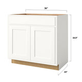 Shenandoah PRO Express Breckenridge 36-in W x 34.5-in H x 24-in D Linen Partial Overlay Sink Base Fully Assembled Plywood Cabinet (Recessed Panel Shaker Style)