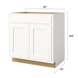 Shenandoah PRO Express Breckenridge 33-in W x 34.5-in H x 24-in D Linen Partial Overlay 1-Drawer Base Fully Assembled Plywood Cabinet (Recessed Panel Shaker Style)