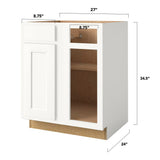Shenandoah PRO Express Breckenridge 27-in W x 34.5-in H x 24-in D Linen Partial Overlay Blind 1-Drawer Corner Base Fully Assembled Plywood Cabinet (Recessed Panel Shaker Style)