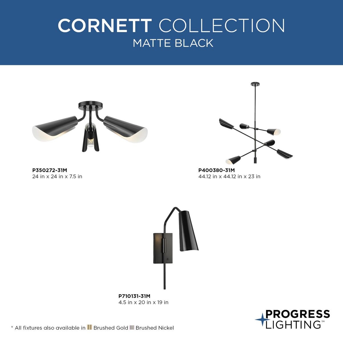 Progress Lighting Cornett 6-Light Brushed Nickel Modern/Contemporary Chandelier