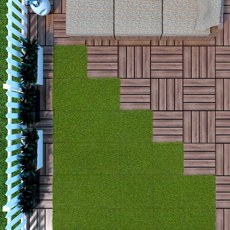 Ottomanson Ottomanson Evergreen Artificial Turf Interlocking Grass Tiles, 12