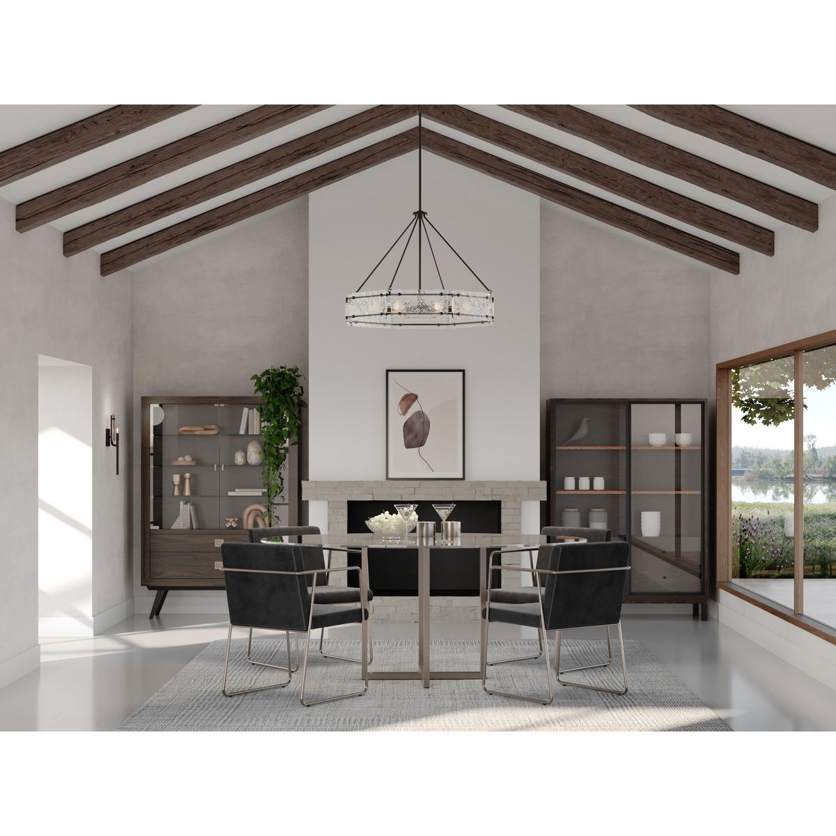 Progress Lighting Rivera 6-Light Matte Black Craftsman Chandelier